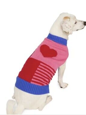 YOULY Pink Heart Textured Dog Sweater-Size Small